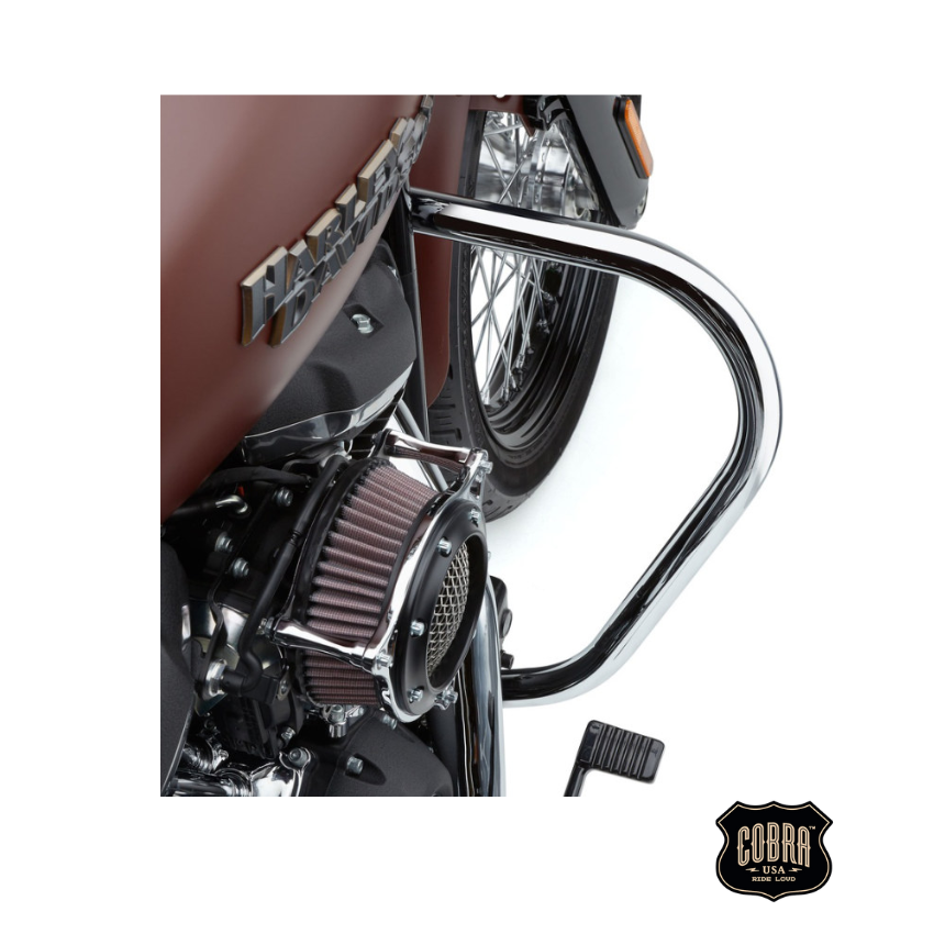 Cobra USA Engine Guard Freeway Bar – Black or Chrome. Fits Softail Street Bob & Low Rider 2018up & Standard 2020up.