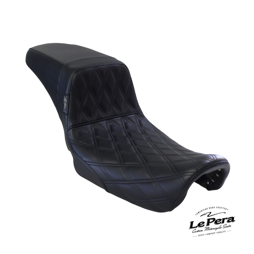 Kickflip Daddy Long Legs Dual Seat With Black Double Diamond Stitch. Fits Dyna 2006-2017.