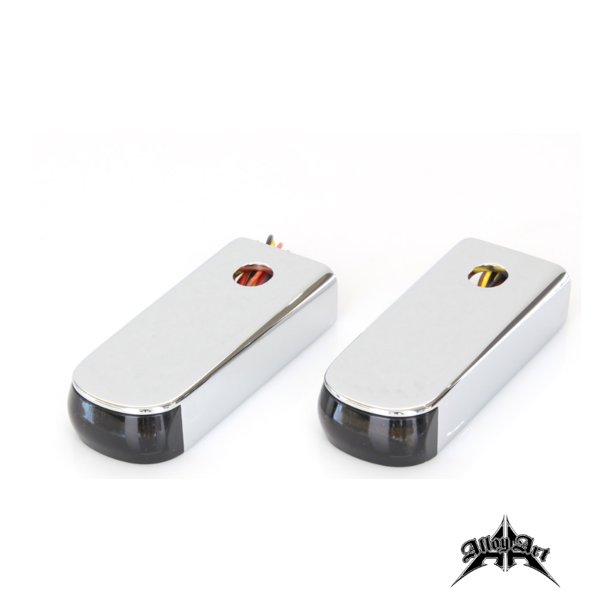 Alloy Art Chrome or Black Strut Light Kit with Red Run/Brake & Amber Turn Signal for Softails 84-17