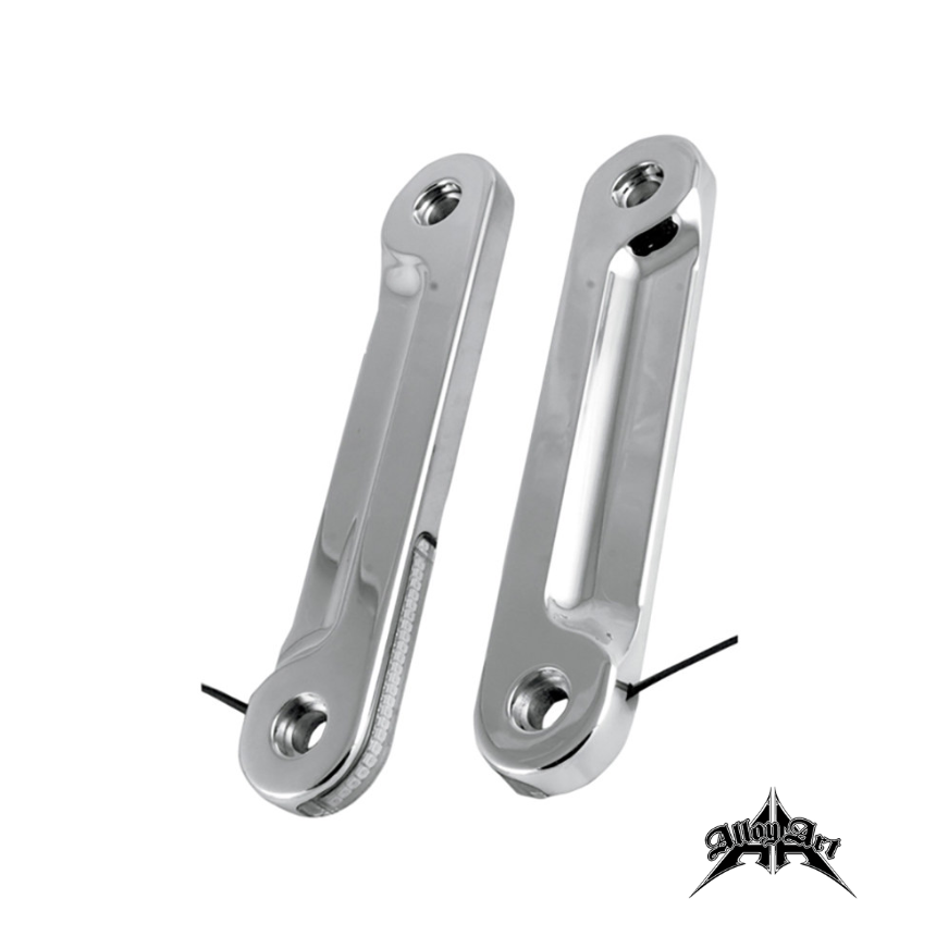 Alloy Art chrome or Black Front Indicator Turn Signal Strips With Clear Lens & Amber LED’s Fits Touring 2006up & FLST 90-17