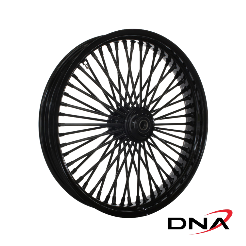 DNA 23in. x 3.5in. Mammoth 52 Fat Spoke Front Wheel - Gloss Black Fits 2008 up Touring