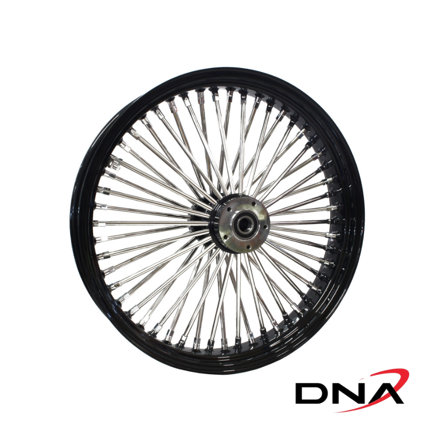 DNA 21in. x 3.5in. Fat Spoke Front Wheel - Gloss Black & Chrome FITS SOFTAIL MODELS