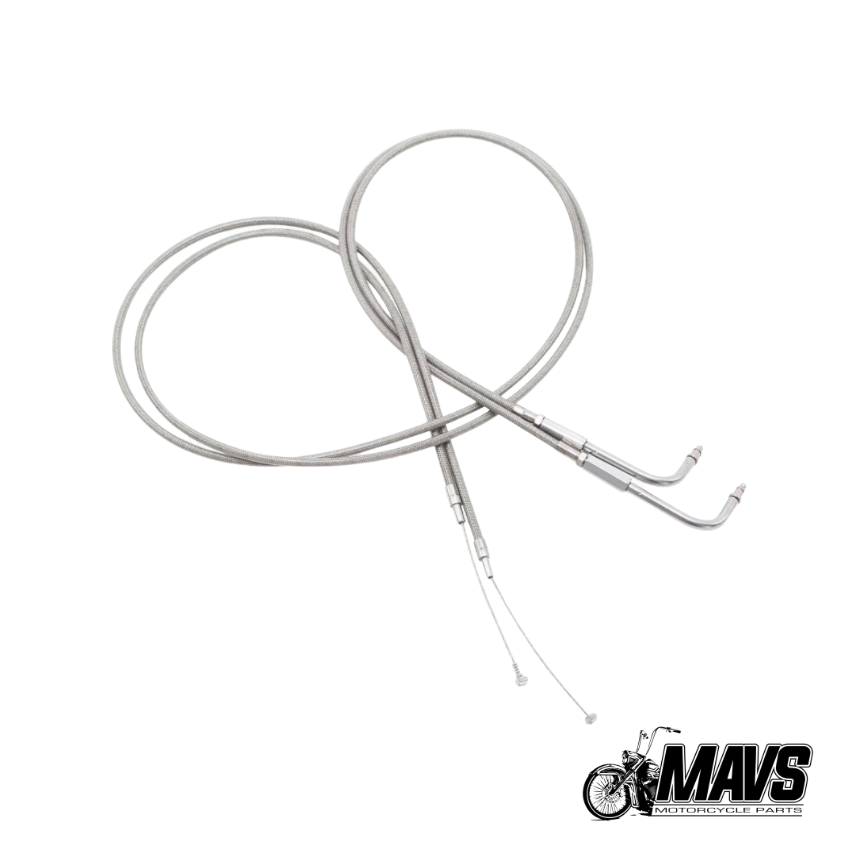 90cm Steel Braided Throttle Cables - Harley FLH 96-07 FXD FLST FXST 1996-2010
