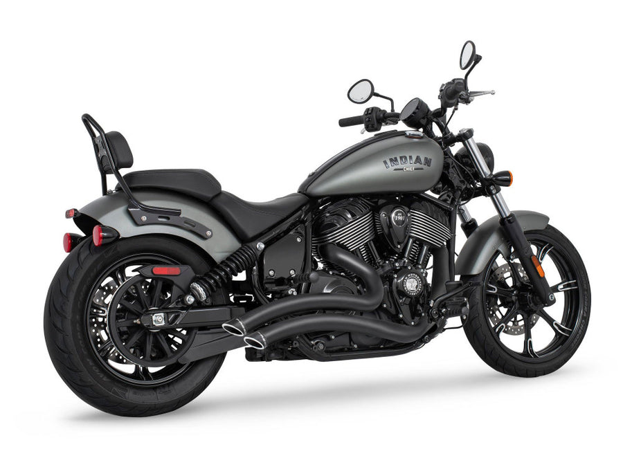 Freedom Sharp Curve Radius Exhaust - Chrome & Black with Black End Caps. Fits Indian Cruiser 2021up.