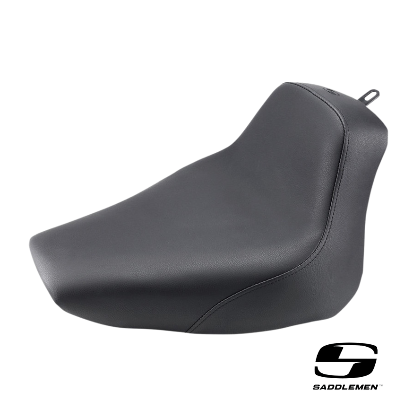 Saddlemen Renegade LS Solo Seat Plain Black or Black Double Diamond Stitch. Fits Softail 2008-2017 with 150 OEM Rear Tyre