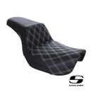 Saddlemen Step-Up LS Dual Seat with Black, Red, White, Silver or Gold Double Diamond Lattice Stitch. Fits Dyna 2006-2017.