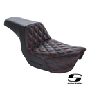 Saddlemen Step-Up LS Dual Seat with Black, Red, White, Silver or Gold Double Diamond Lattice Stitch. Fits Dyna 2006-2017.