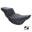Saddlemen Step-Up LS Dual Seat with Black, Dark Grey, Red or White Double Diamond Lattice Stitch. Fits Touring 2008up.