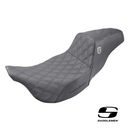 Saddlemen Step-Up LS Dual Seat with Black, Dark Grey, Red or White Double Diamond Lattice Stitch. Fits Touring 2008up.