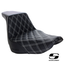 Step-Up LS Dual Seat with Dark Grey, Red, Blue Gold or Black Double Diamond Lattice Stitch. Fits Sport Glide & Low Rider 2018up, Low Rider S 2020up & Low Rider ST