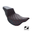 Saddlemen Step-Up LS Dual Seat with Black, Dark Grey, Red or White Double Diamond Lattice Stitch. Fits Touring 2008up.