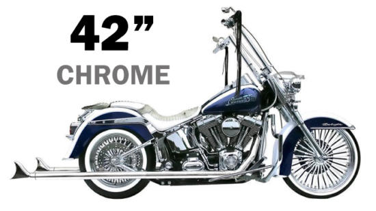 Samson Cholo True Dual Exhaust system with 36-42" Fishtails for Softail models 2007-2017
