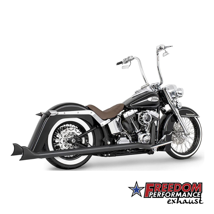 Freedom 36in. True Dual SharkTail Exhaust – Black. Fits Softail 2007-2017.