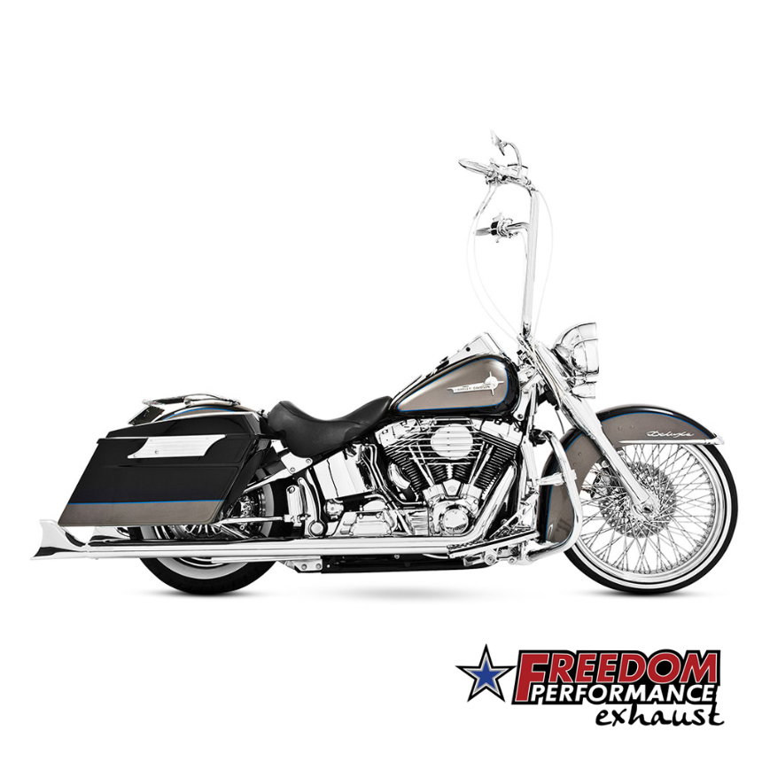 Freedom 36in. True Dual SharkTail Exhaust – Chrome. Fits Softail 1997-2017.
