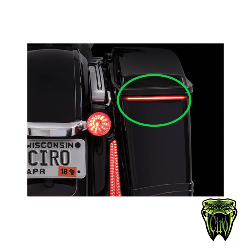 Ciro Bag Blades Saddlebag Lights. Red Run & Brake, Amber Turn With Smoke Lens. Fits Touring 2014up.
