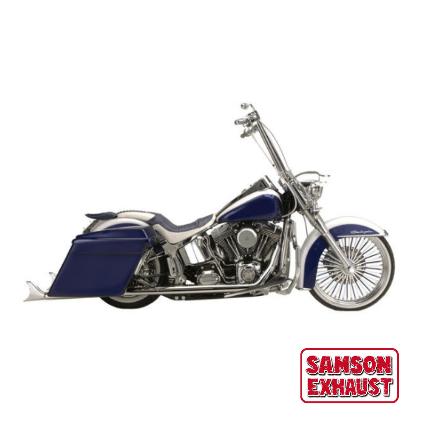 Samson Cholo True Dual Exhaust system with 36-42" Fishtails for Softail models 1995-2006
