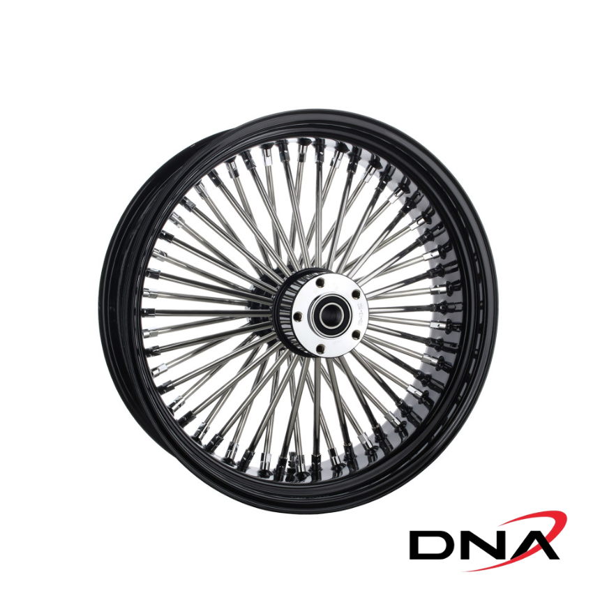 DNA 18in. X 3.5in. Mammoth 52 Fat Spoke Rear Wheel – Gloss Black & Chrome.