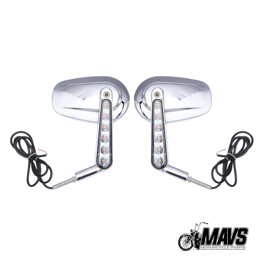 Black or Chrome LED Mirrors with built in Indicators
