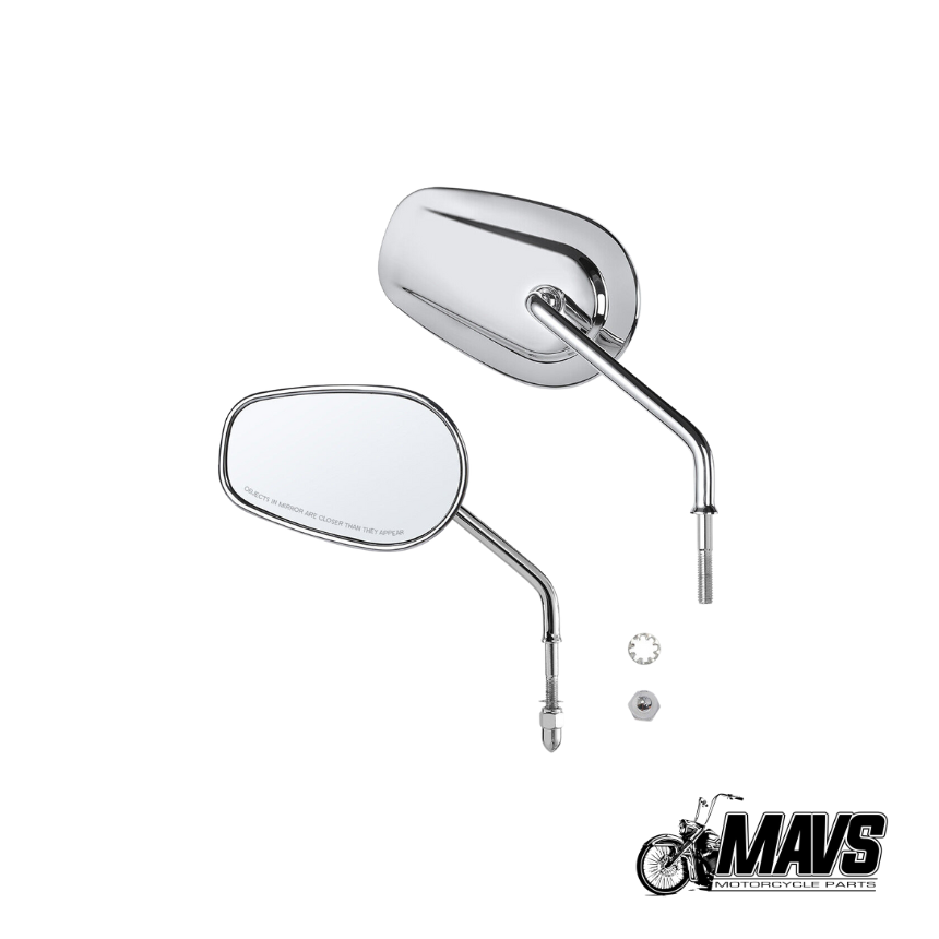 Black or Chrome Teardrop Rearview Side Mirrors Universal 8mm