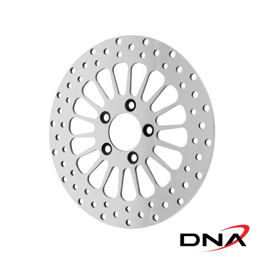 DNA 11.8in. Front Super Spoke SS2 Disc Rotor – Polished. Fits Dyna 2006-2017, Softail 2015up, Sportster 2014up & Touring 2008up