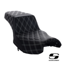 Saddlemen Step-Up LS Dual Seat with Black or White Double Diamond Lattice Stitch Front & Rear. Fits Indian Challenger 2020up.