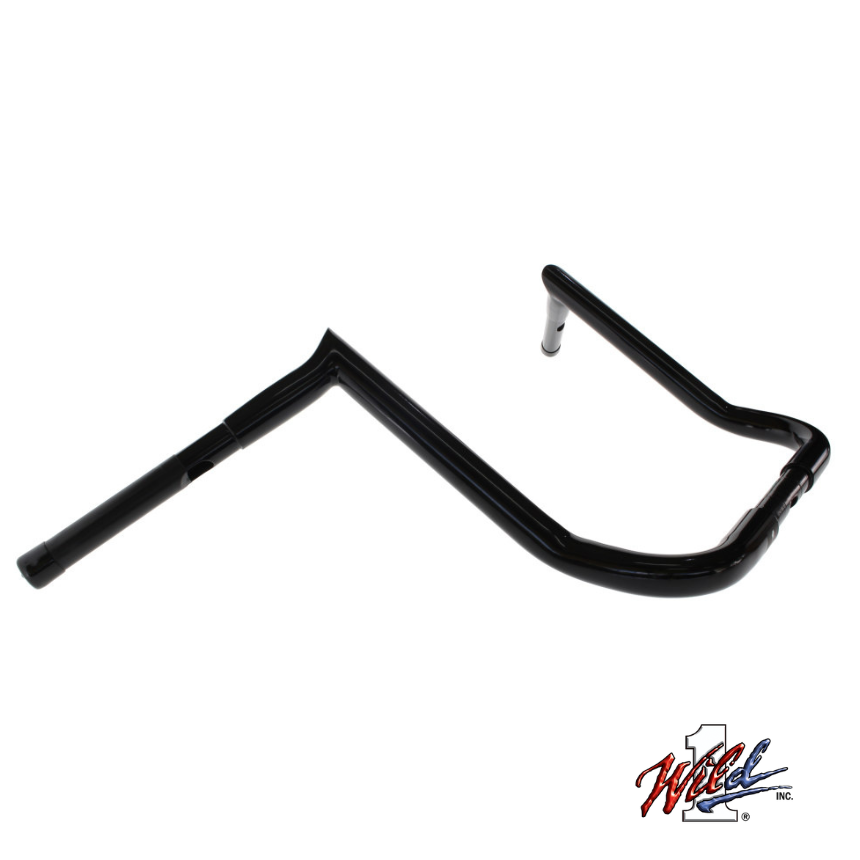 Wild 1 - 16in. x 1-1/4in. Chubby Bagger Hooked Ape Hanger Handlebar – Chrome & Gloss Black.