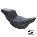 Saddlemen Step-Up LS Dual Seat with Black, Dark Grey, Red or White Double Diamond Lattice Stitch. Fits Touring 2008up.
