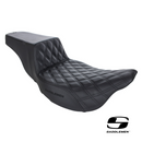 Saddlemen Step-Up LS Dual Seat with Black, Dark Grey, Red or White Double Diamond Lattice Stitch. Fits Touring 2008up.